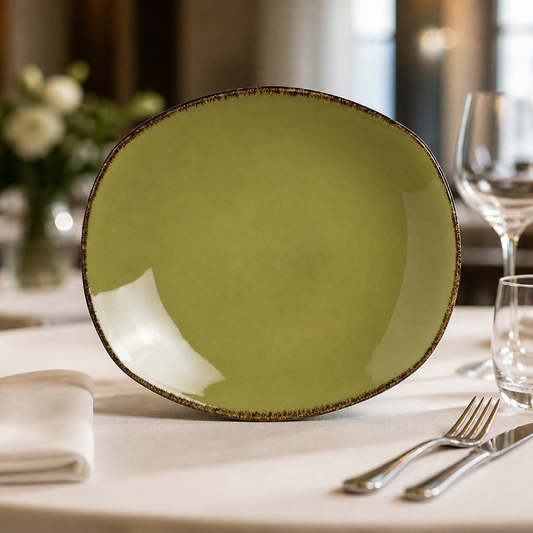 Commercial Olive Spice Plates 305mm - 12 Pack Porcelain