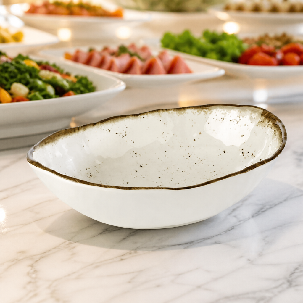 Commercial Melamine Oval Bowl 285mm in rustic design