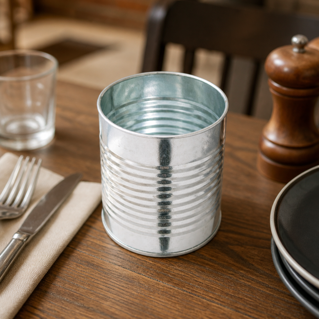 Commercial Galvanised Steel Table Tidy 660ml for Cafes and Pubs