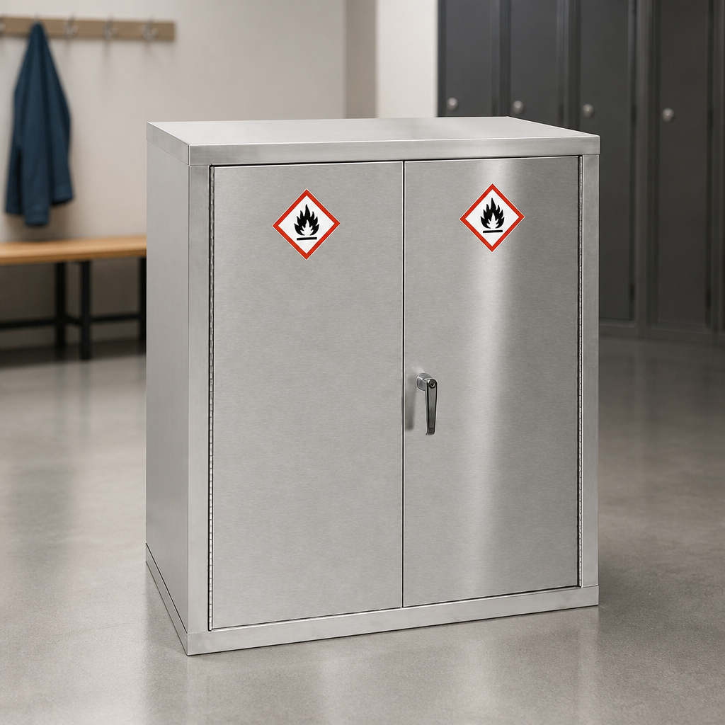 Commercial Lockable Hazardous Storage Cabinet 900mm Stainless Steel