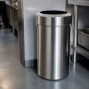 70L Commercial Open Top Waste Bin Brushed Steel Finish