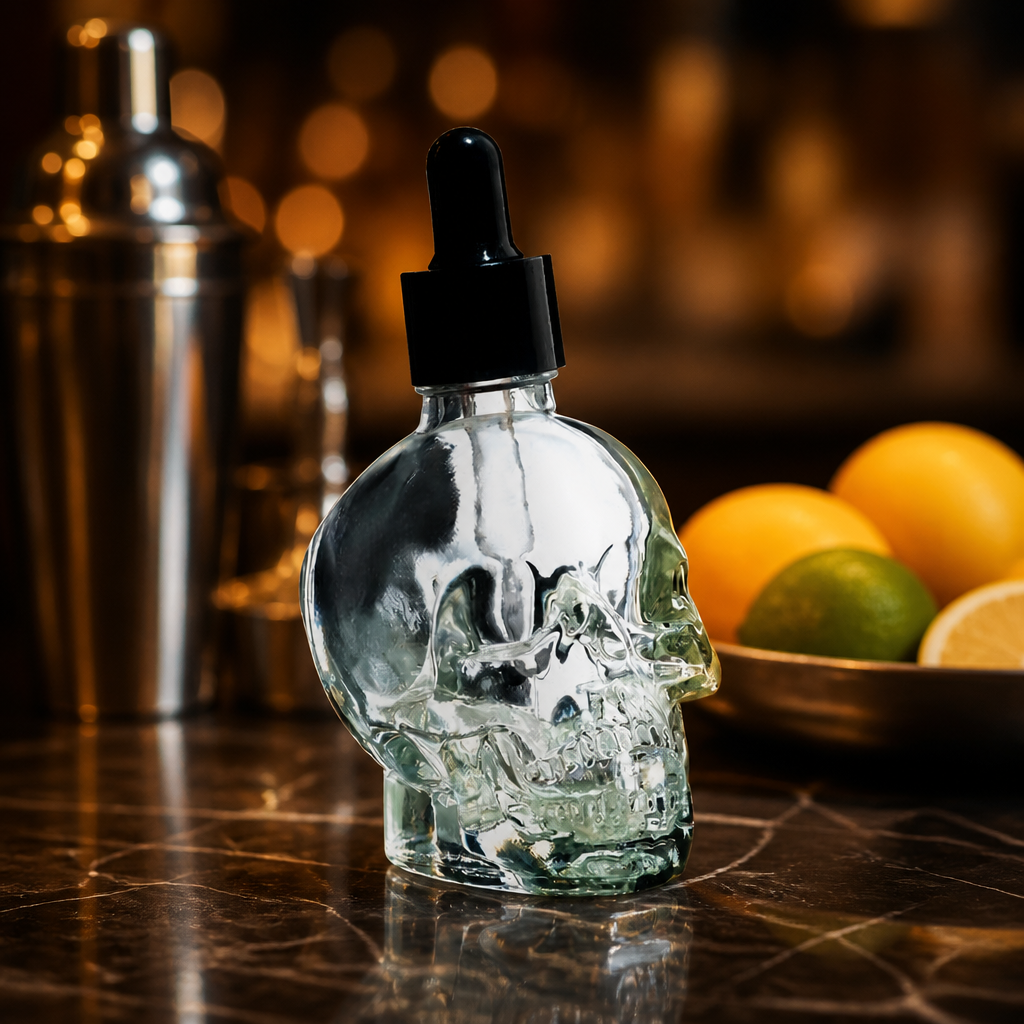 60ml Commercial Skull Glass Bitter Bottle with Dropper