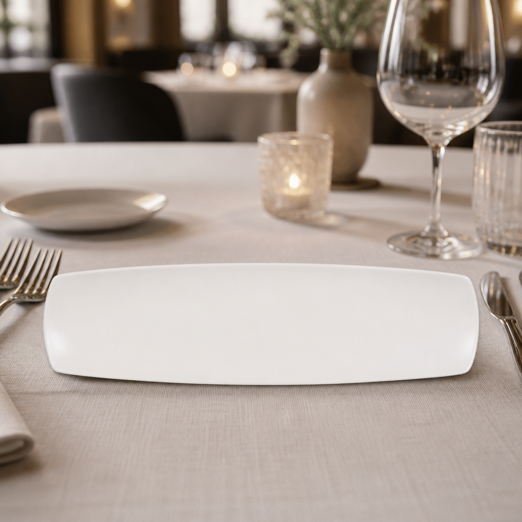 Commercial Rectangular Porcelain Plates 355 x 100mm 6 Pack