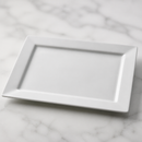 Commercial Wide Rim Rectangular Platter 400x295mm White Porcelain
