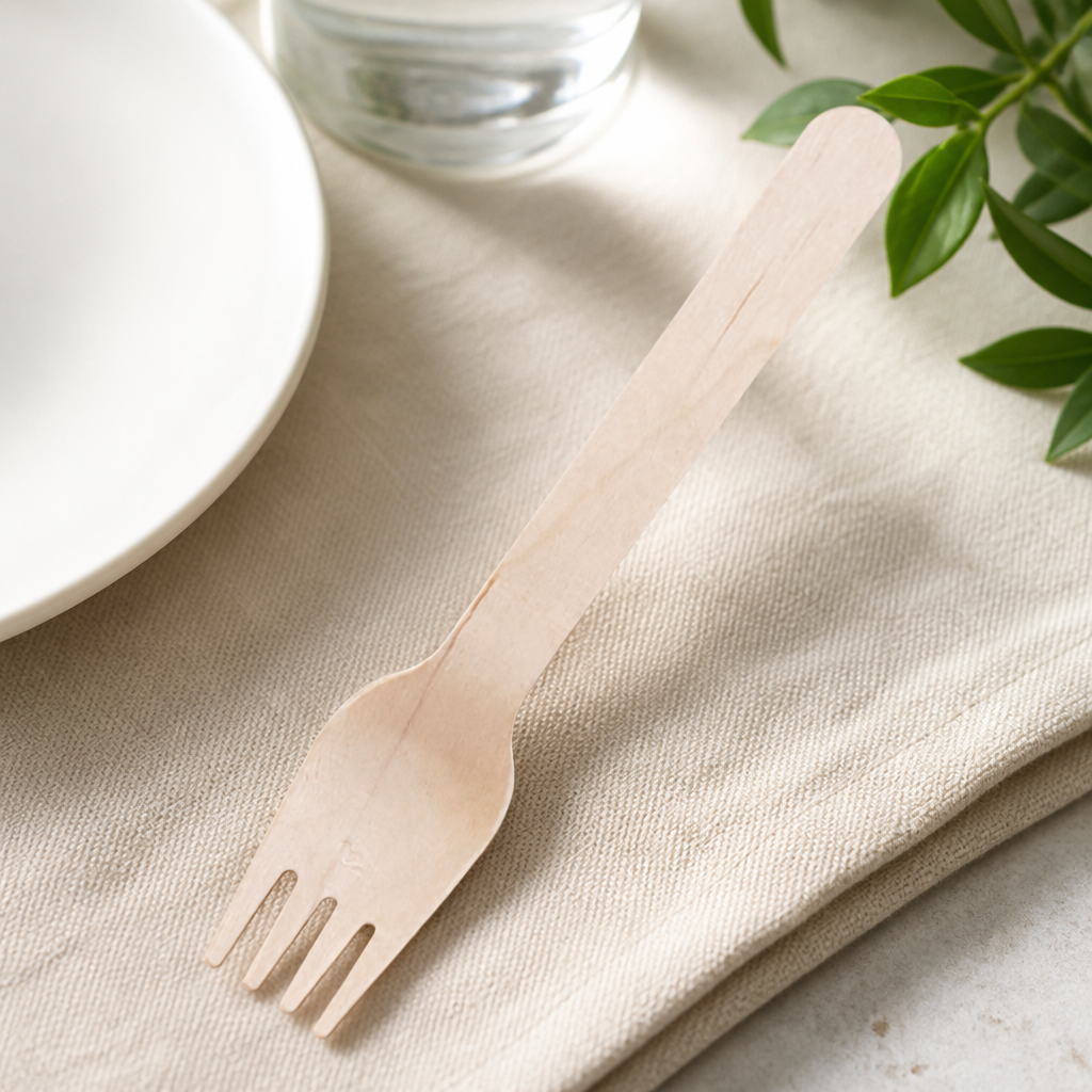 Disposable Wooden Forks 155mm Rustic Eco-Friendly Cutlery