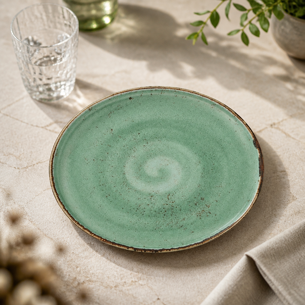Commercial Stack Plates Aqua 255mm - 12 Pack for Catering