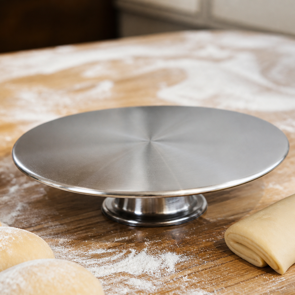 30cm Commercial Stainless Steel Rotating Cake Stand
