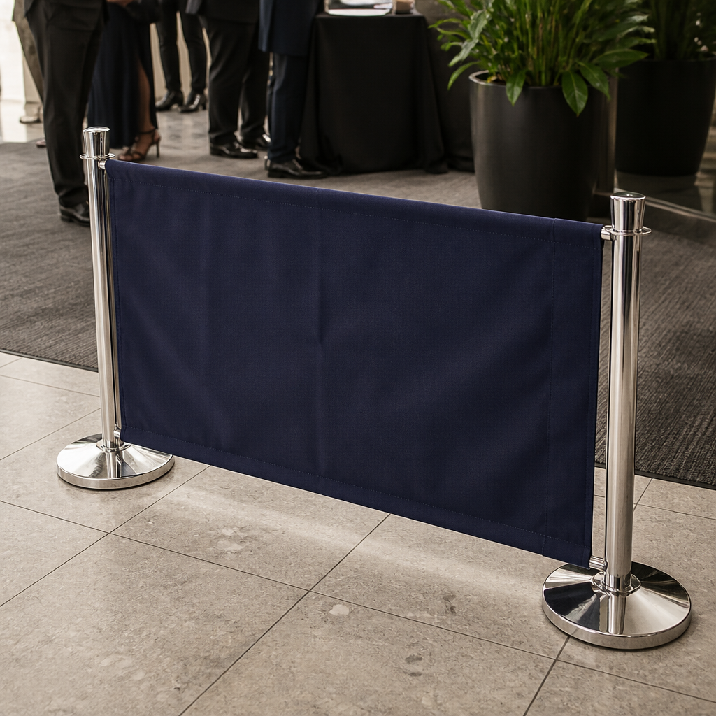 Commercial Dark Blue Canvas Barrier 700mm High 1430mm Wide