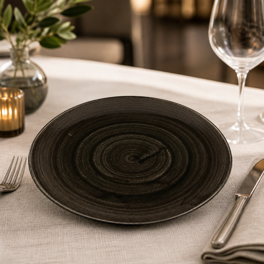 Commercial Round Trace Bowls 253mm in Iron Black, 12 pack