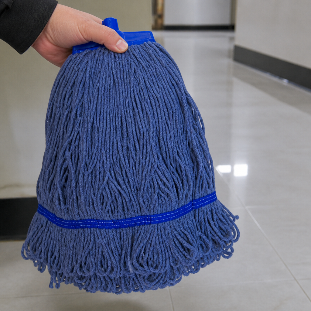 Commercial Kentucky-Style Mop Head 16oz Blue with Scrub Pad