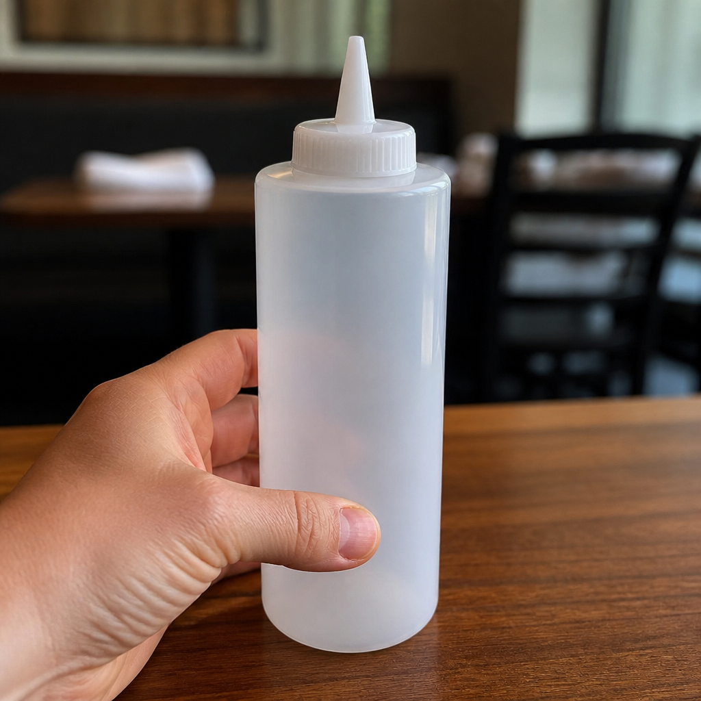 8oz clear plastic squeeze sauce bottle dispenser