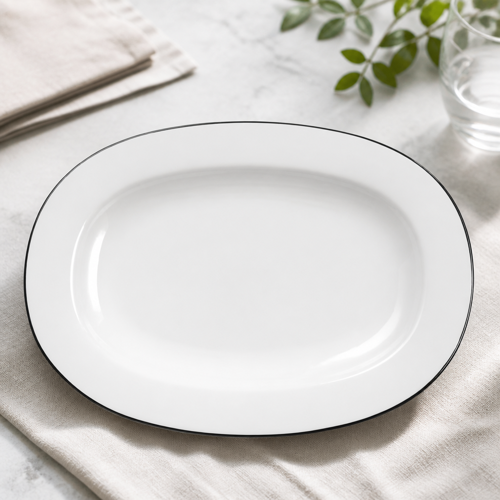 Commercial 330mm Oval Dish Set - 6 Pack Fine China Catering