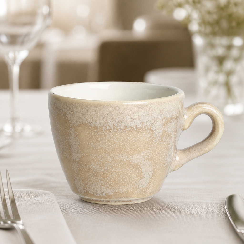 Commercial Sandstone Cups 85ml Vitrified China 12 Pack