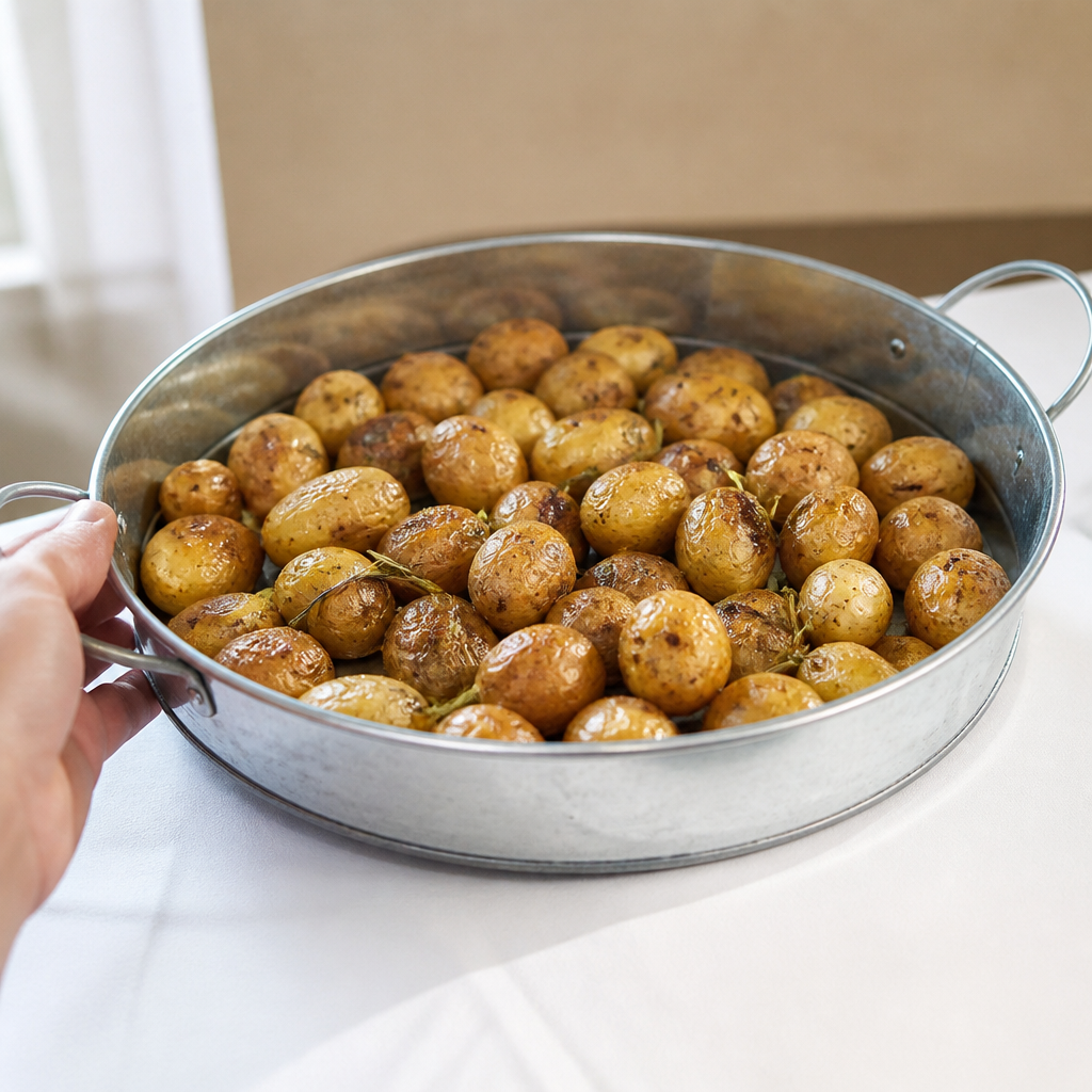Galvanised Tin Serving Platter 304mm Metal Dish
