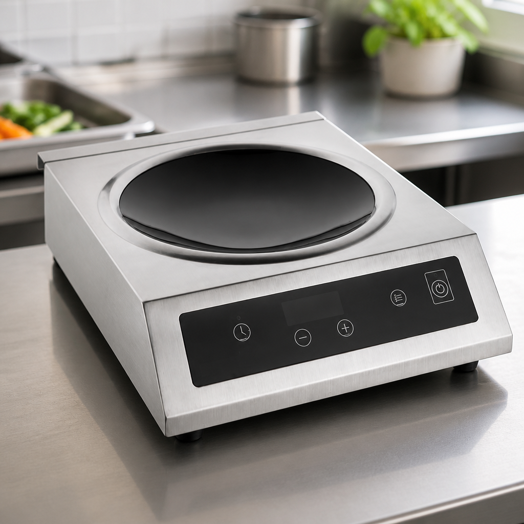 3kW Commercial Induction Wok with Timer and Ceramic Surface