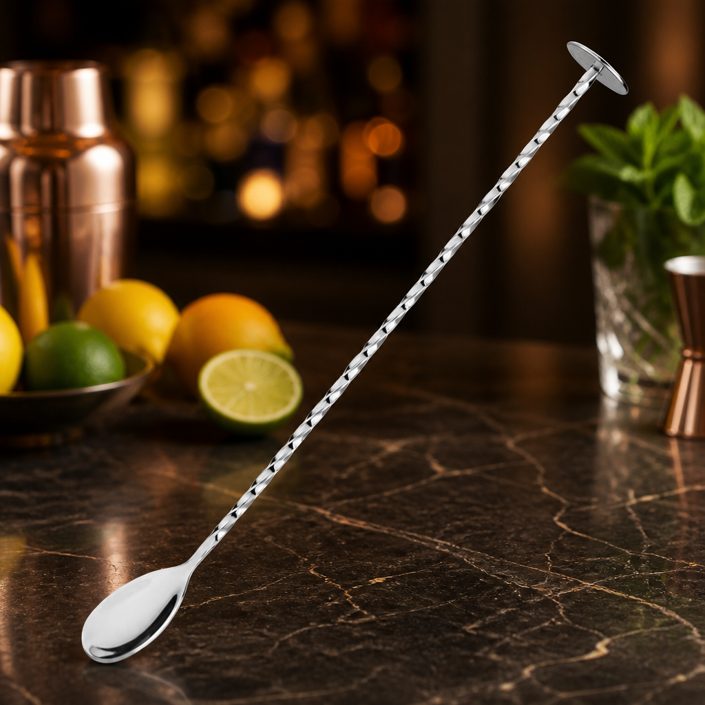Commercial Twisted Bar Spoon with Disc End 270mm Stainless Steel