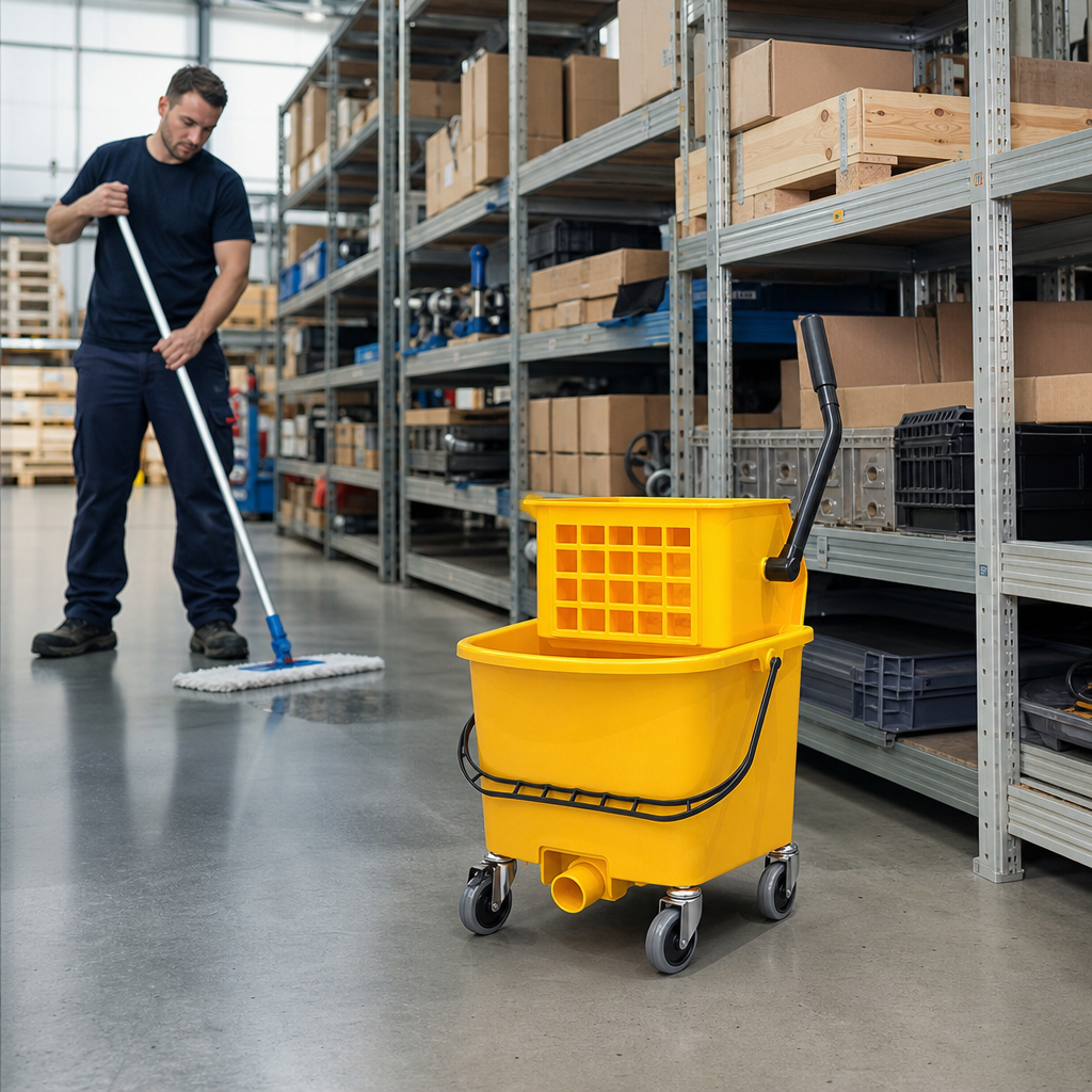 25 Litre Mobile Mop Bucket with Wringer and Spout