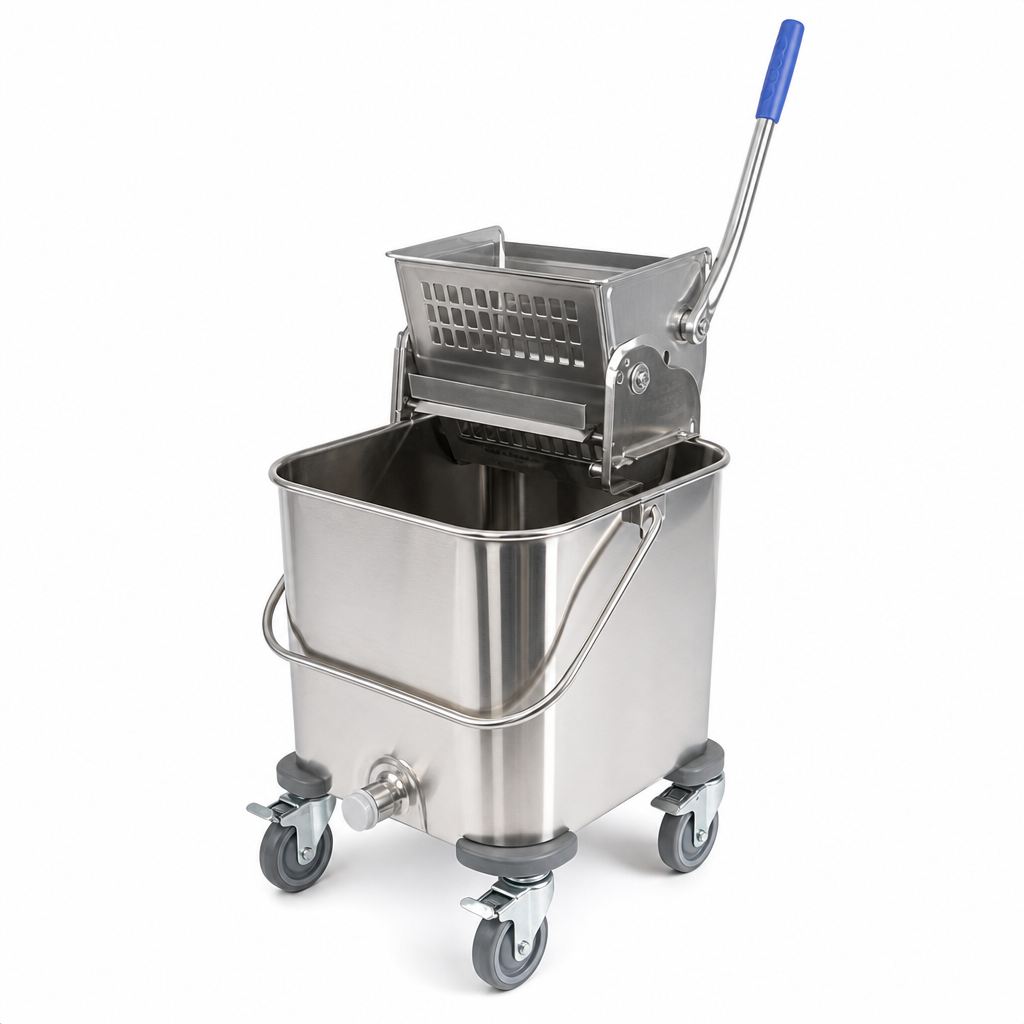 25 Litre Mobile Mop Bucket with Wringer and Spout