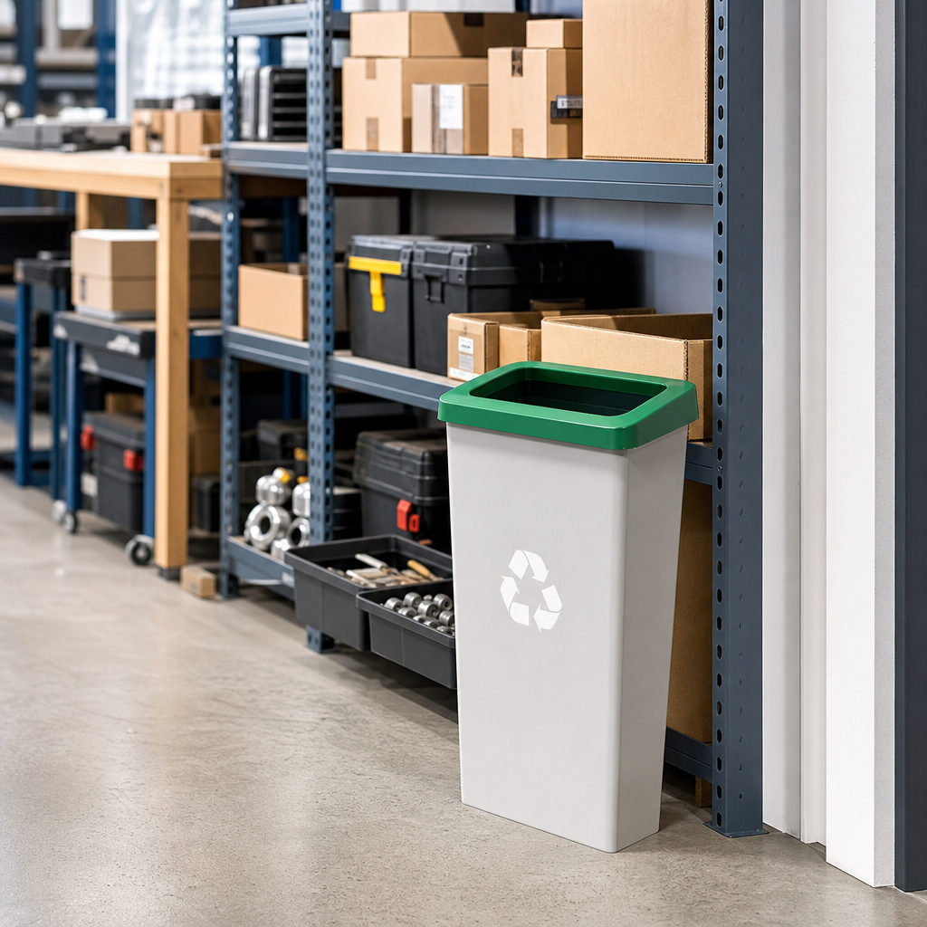 25 Litre Slim Recycling Bin with Green Lid