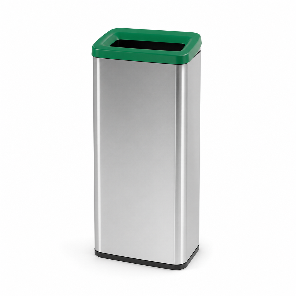 25 Litre Slim Recycling Bin with Green Lid