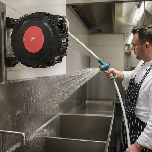 Wall Mounted Commercial Wash Down Hose Reel 15m Length