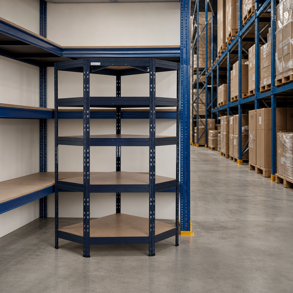250kg Capacity Corner Shelving Bay with 5 Shelves, 1800mm High