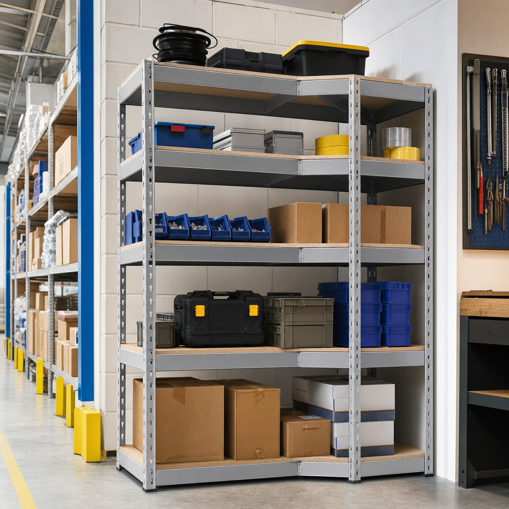 250kg Capacity Corner Shelving Bay with 5 Shelves, 1800mm High
