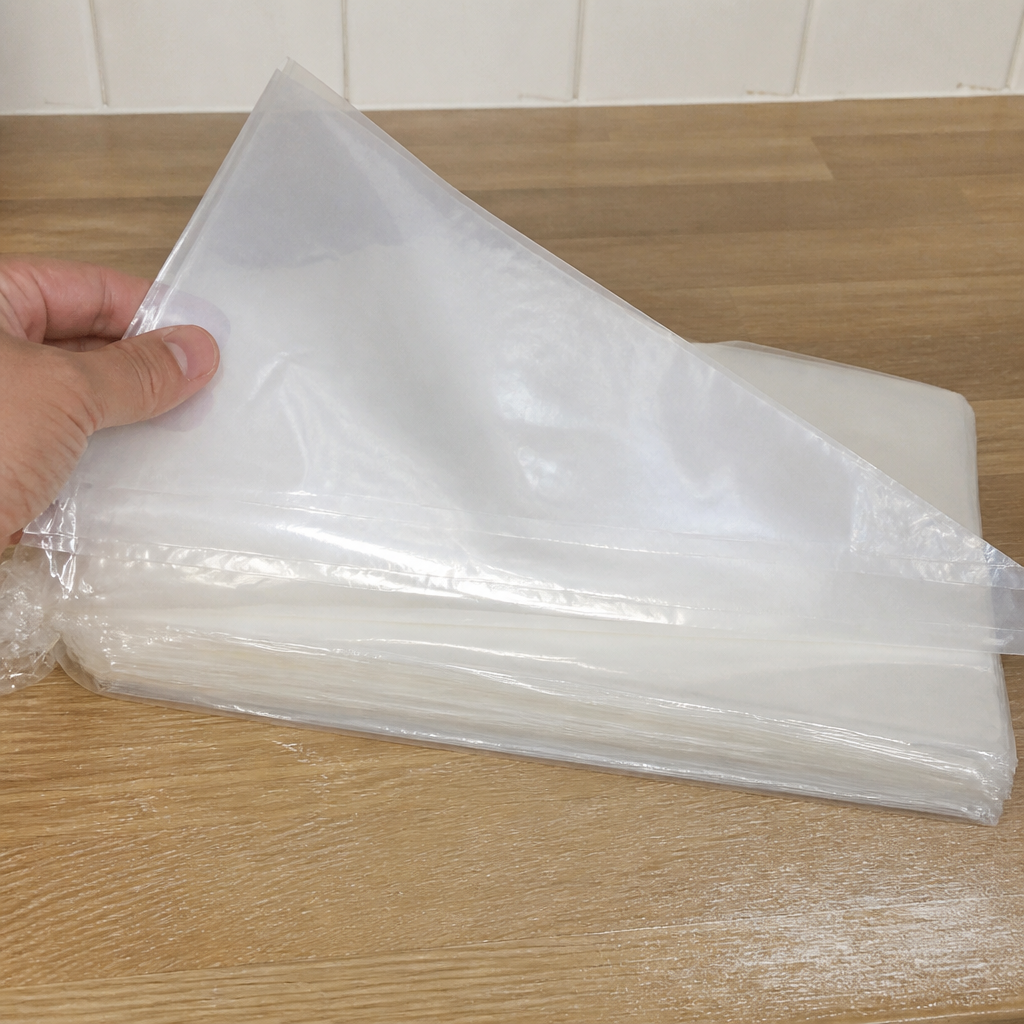 Roll of 100 clear disposable piping bags 530mm