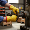 Premium Heavy Duty Yellow Leather Gloves with Fleece Lining for Outdoor Work - Available in Sizes 8, 9, and 10