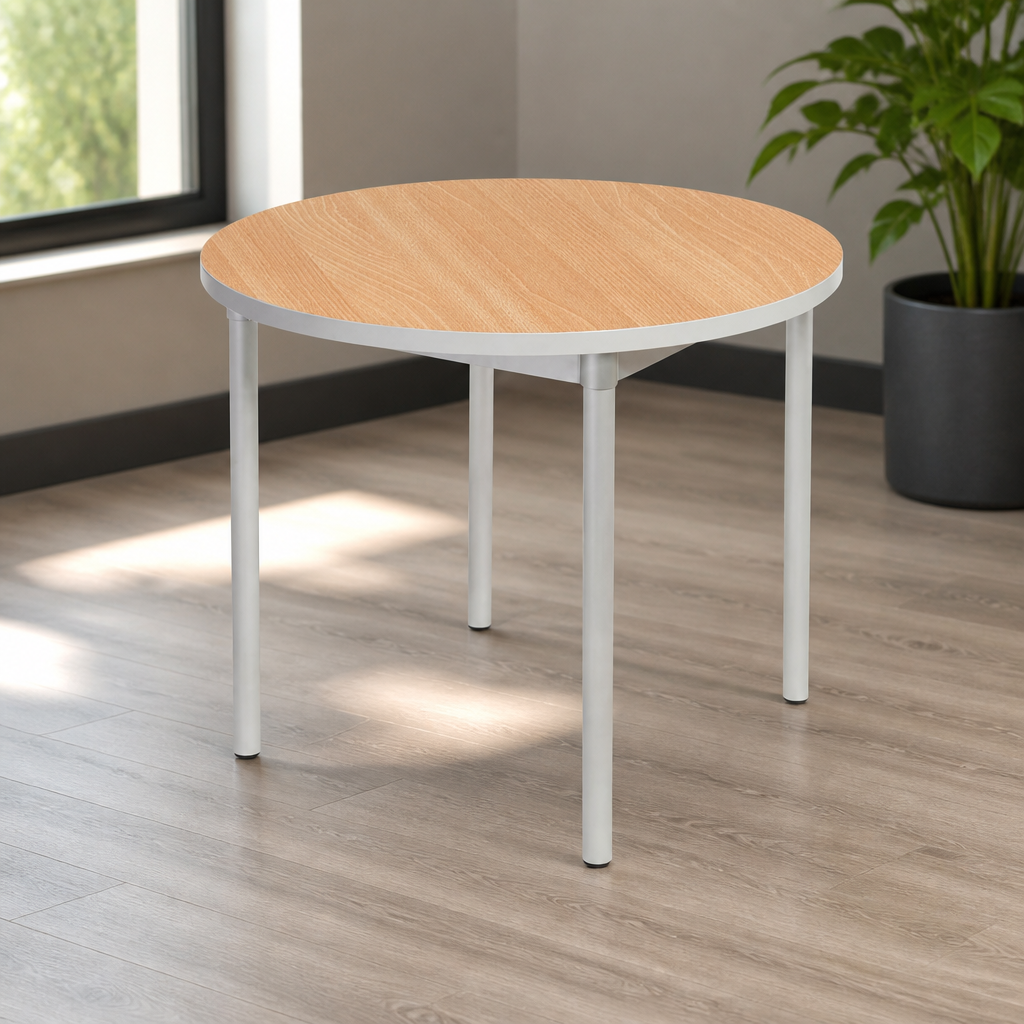 900mm Round Commercial Dining Table Beech Effect
