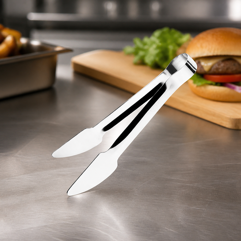 9" Commercial Hamburger Tongs Stainless Steel Cooking Utensils