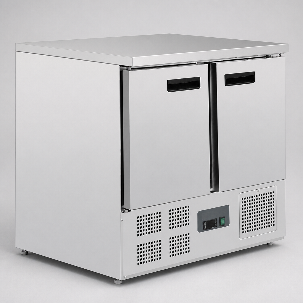 Commercial Double Door Counter Fridge 240Ltr Capacity
