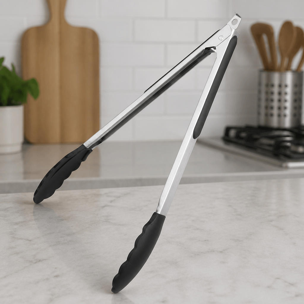 Heavy Duty Locking Tongs 300mm Silicone Heads Commercial Kitchen