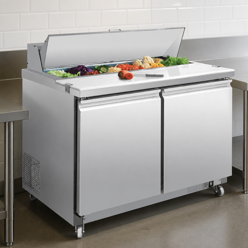 Commercial Double Door Prep Counter Fridge 405L Capacity
