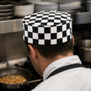 Commercial Chefs Skull Cap Big Black & White Checkered Design