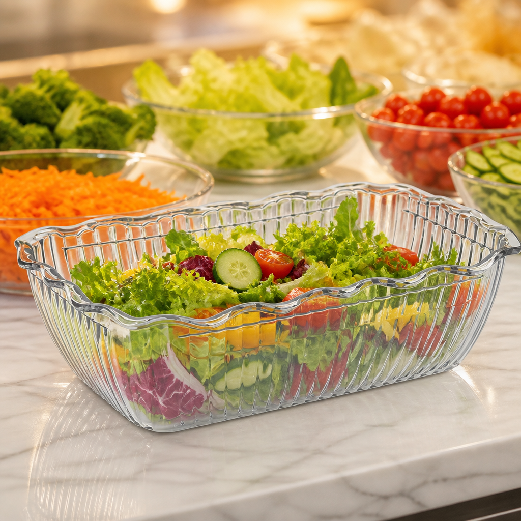 Medium 2L Commercial Salad Crock in clear SAN plastic