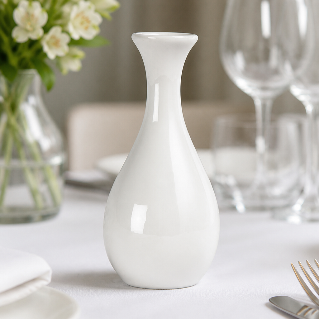 Commercial Whiteware Bud Vases 125mm - 12 Pack for Catering