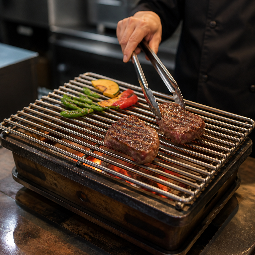 Medium Wide Konro Grill Searing Grate for commercial cooking