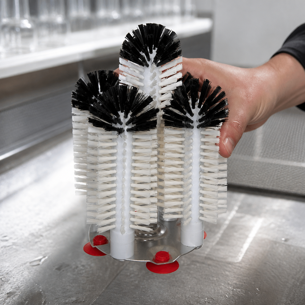 Commercial Glass Washer with Five Brushes and Suction Base