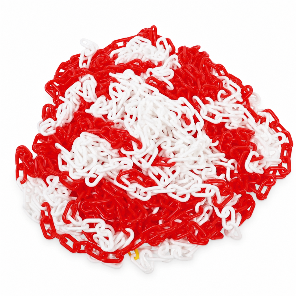 25m Red and White Plastic Barrier Chain
