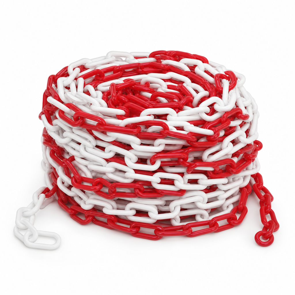 25m Red and White Plastic Barrier Chain