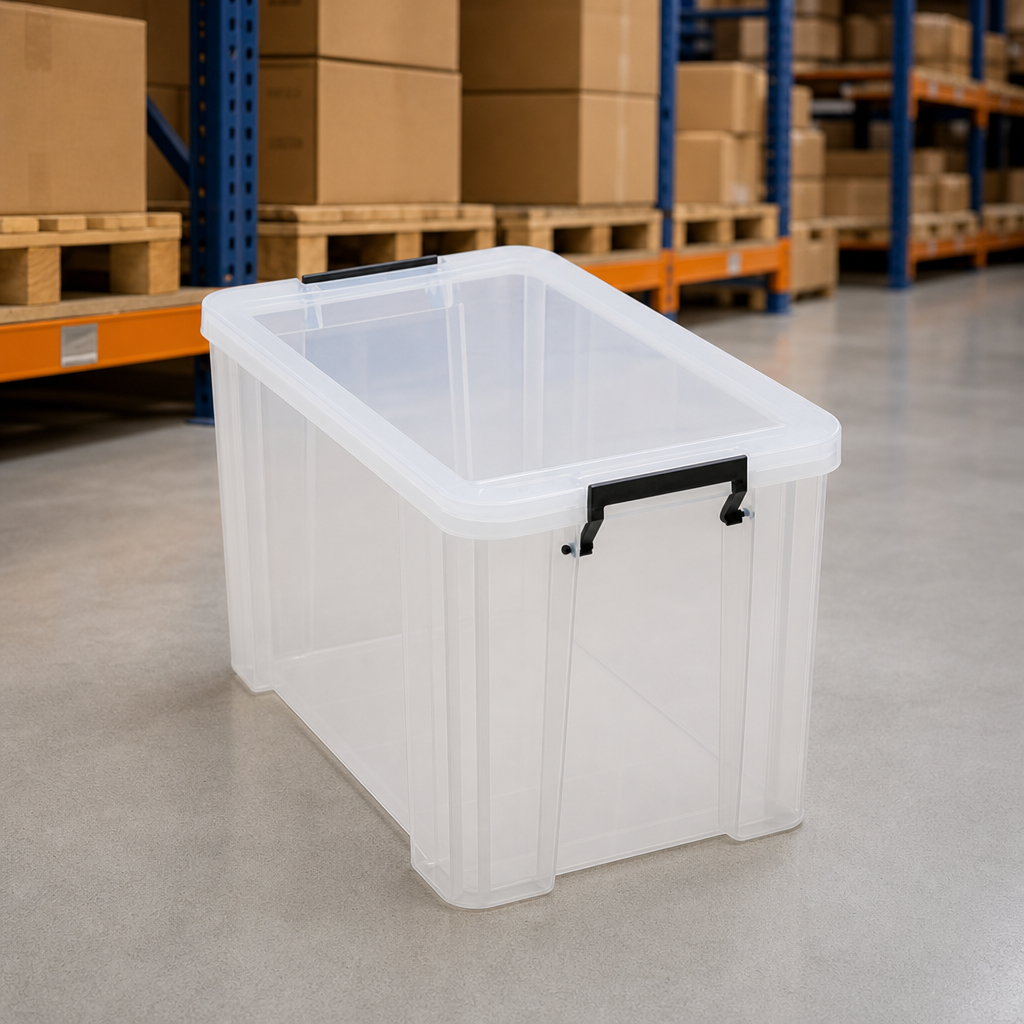 26 Litre Clear Plastic Storage Box with Clip Lock Lid