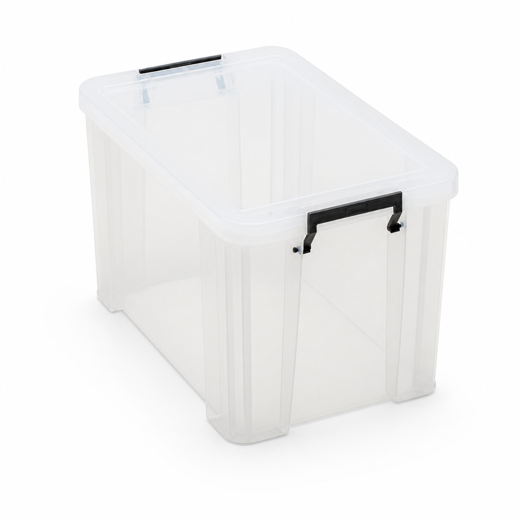 26 Litre Clear Plastic Storage Box with Clip Lock Lid