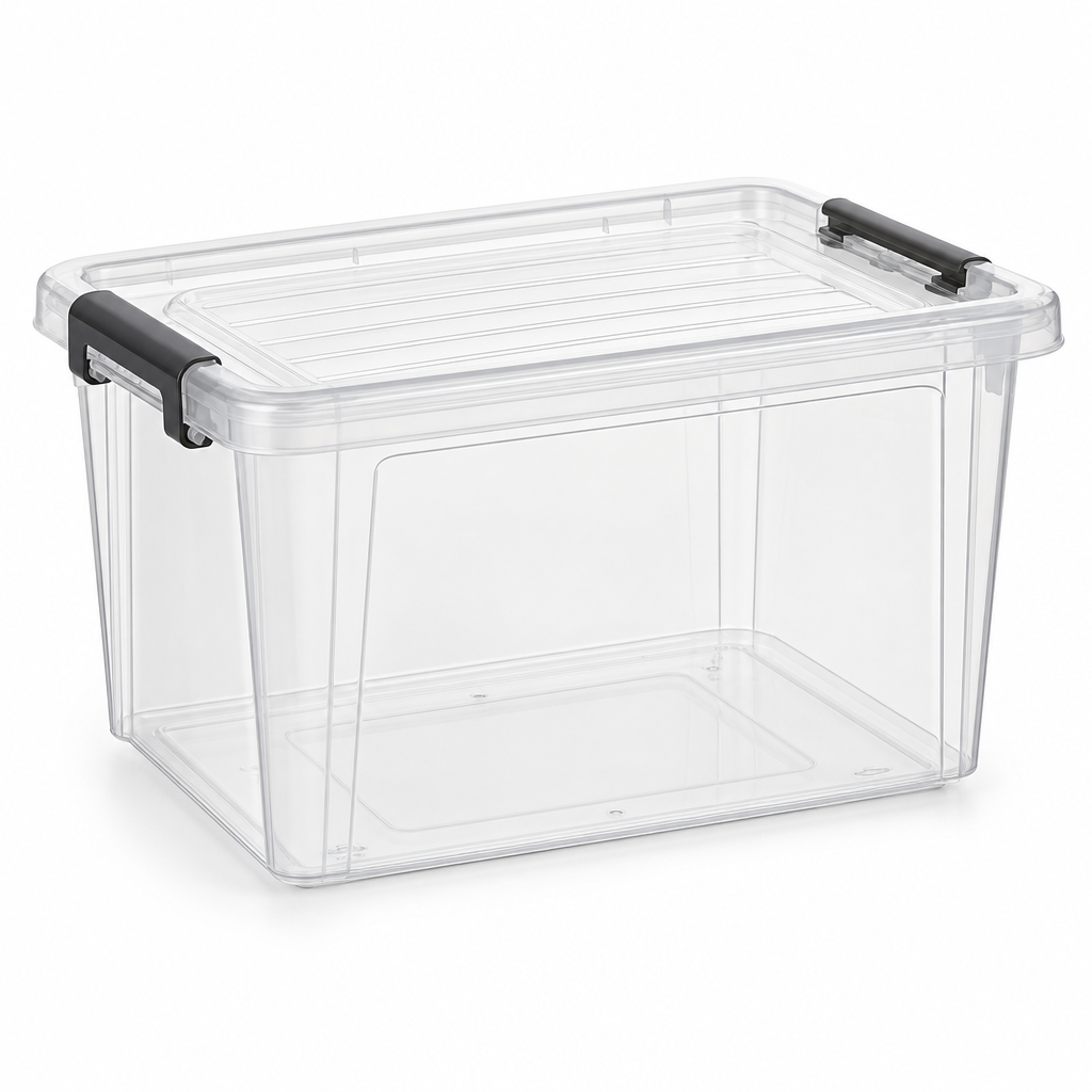 26 Litre Clear Plastic Storage Box with Clip Lock Lid