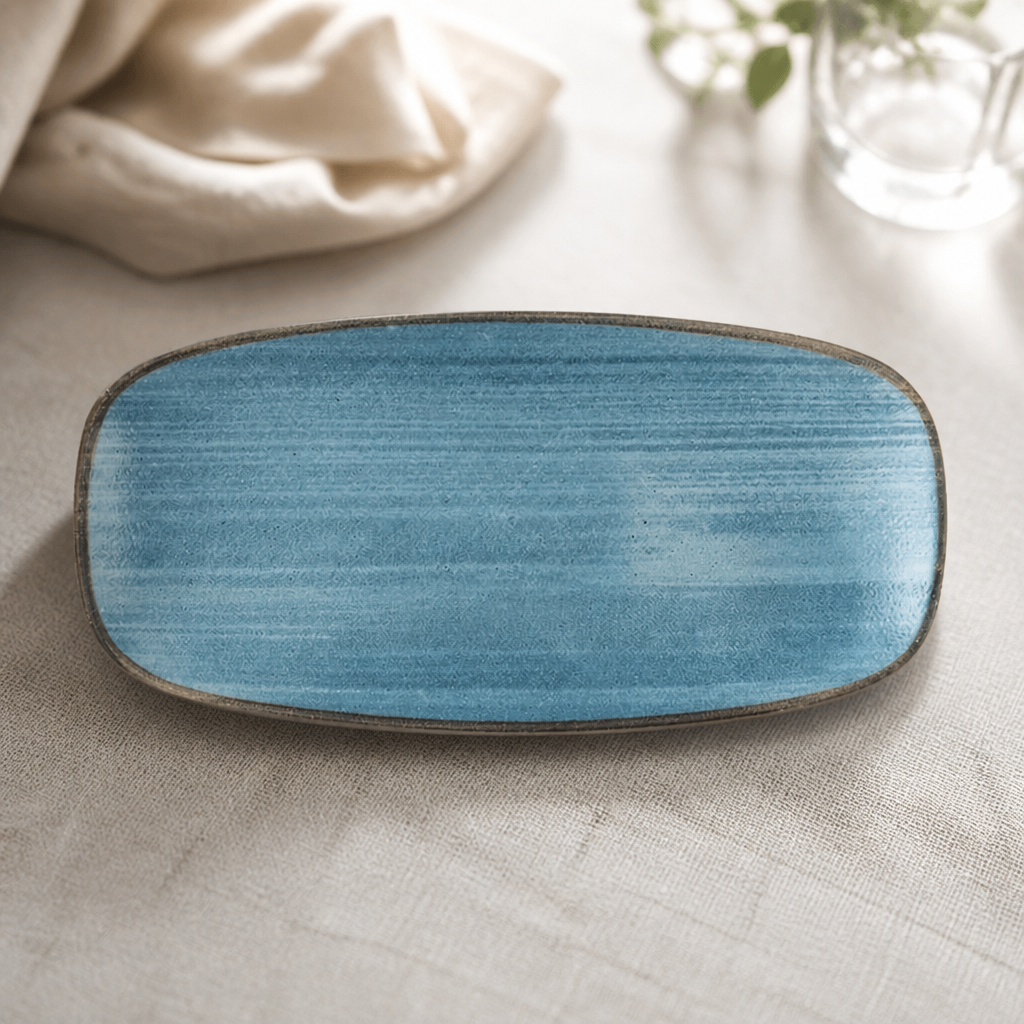 Commercial Teal Oblong Plates 270mm Super Vitrified Ceramic 12 Pack