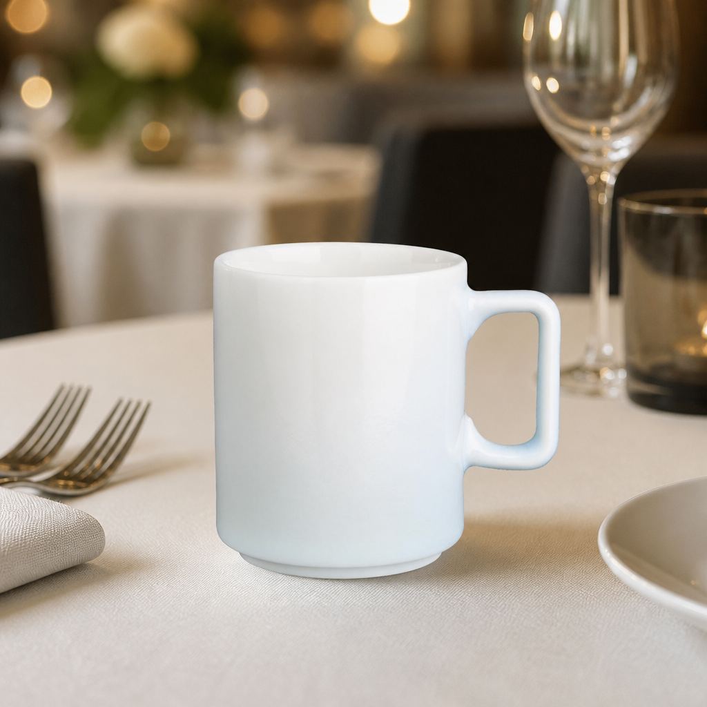 Commercial Tea Cups 230ml Aqua Porcelain 6 Pack