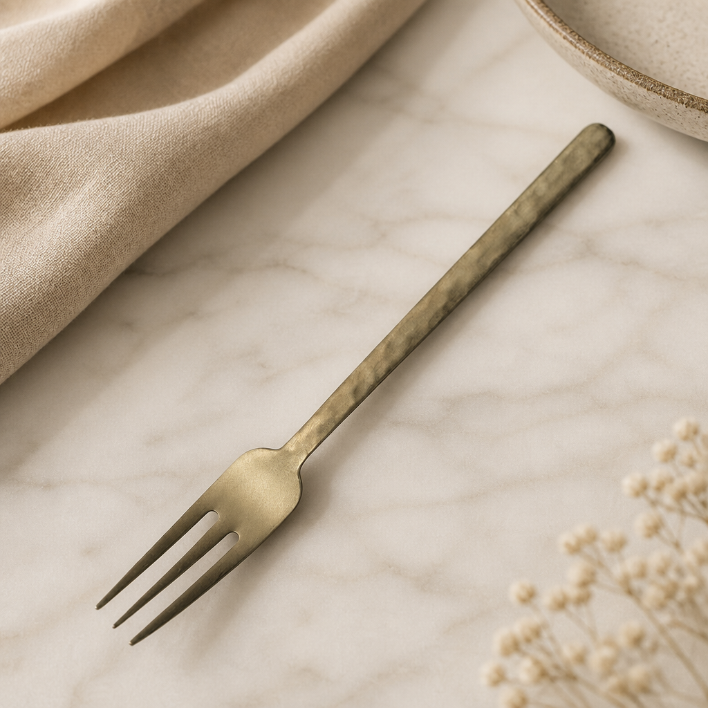 Vintage Gold Three-Prong Table Forks 12 Pack Commercial Cutlery