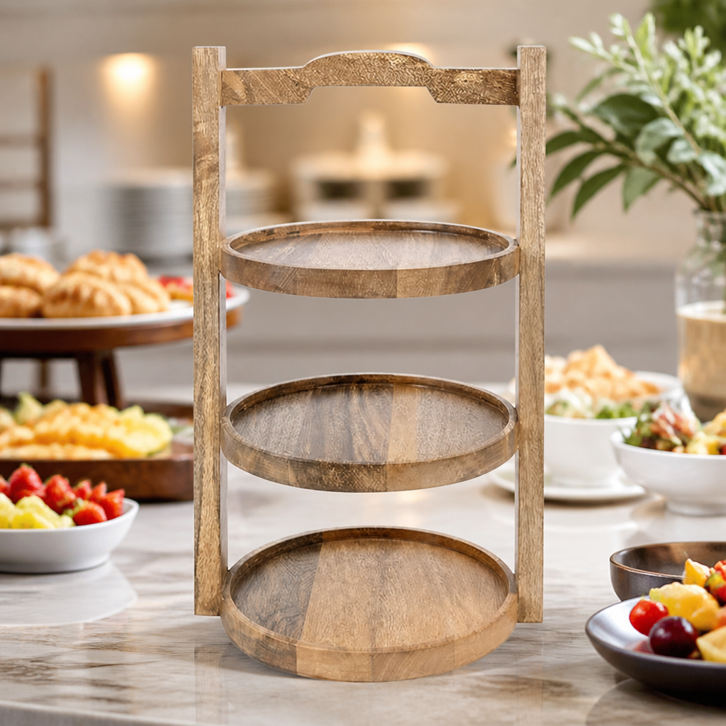 3-Tier Cake Stand for 200mm Plates in mango wood