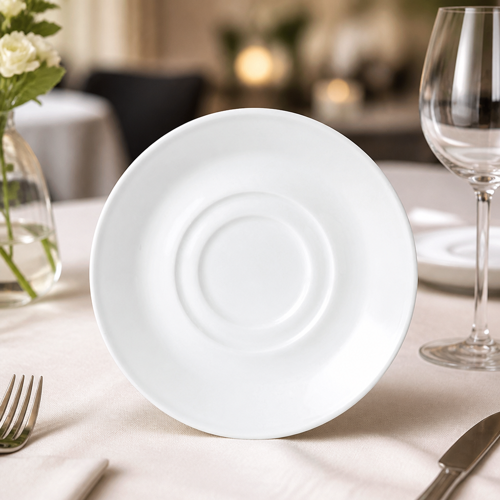 Commercial Low Cup Saucers 145mm - 36 Pack Durable Ceramic