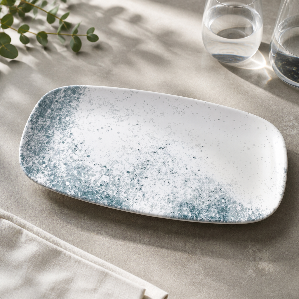 Commercial Oblong Plates 13 7/8 x 7 3/8 Inch Blue (6 Pack)